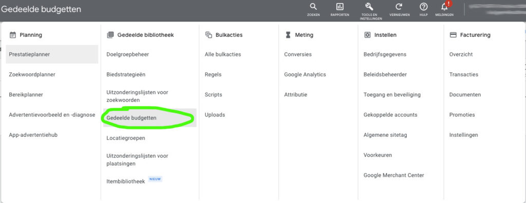Gedeelde budgetten in Google Ads verlagen