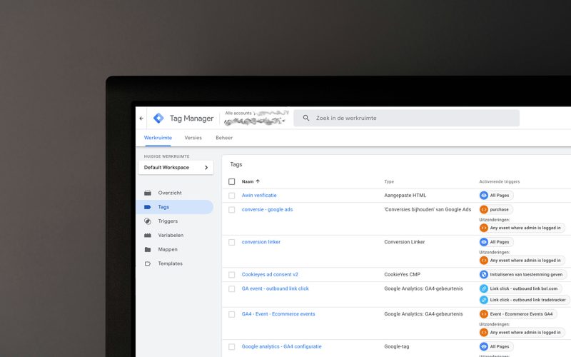 Google tag manager toegang geven