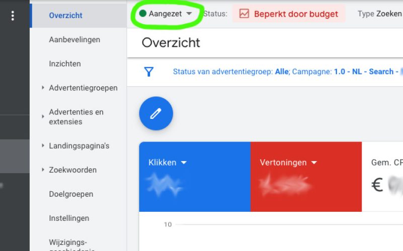 Google ads campagne stopzetten